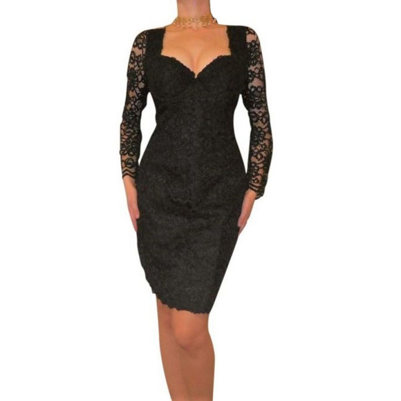 Moda International Dresses & Skirts - Black Bodycon Lace Dress sz Medium M